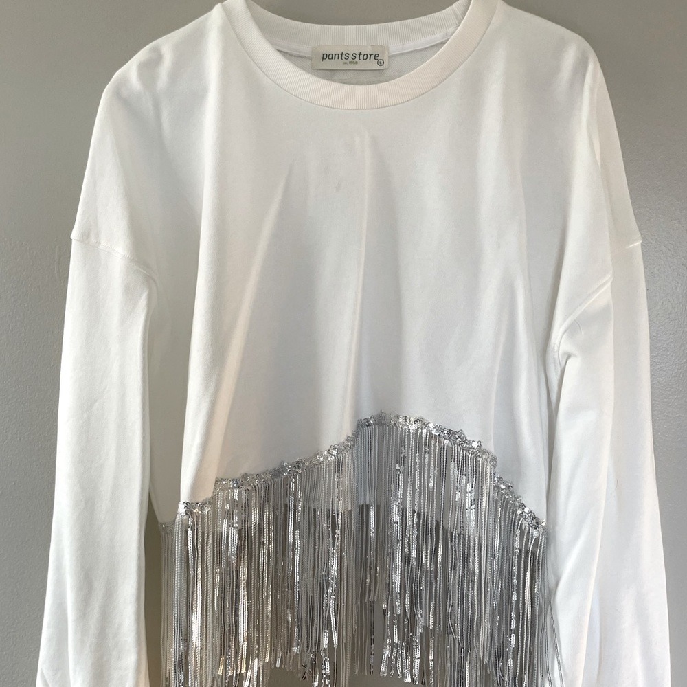 White and Silver Sweatshirt | Bachelorette Top